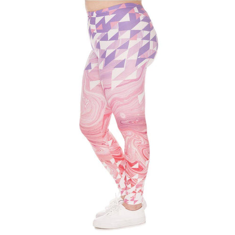 Image of Pink Marble And Triangles Leggings (Plus Size)