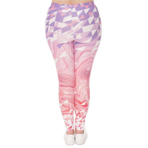 Image of Pink Marble And Triangles Leggings (Plus Size)