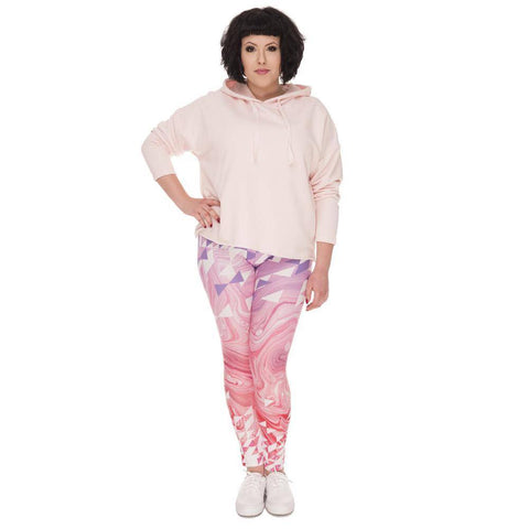 Image of Pink Marble And Triangles Leggings (Plus Size)