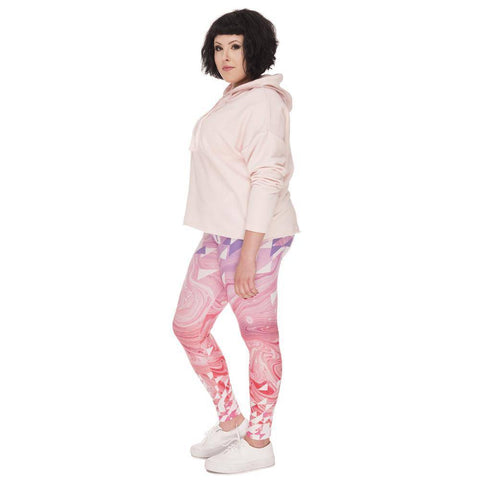 Image of Pink Marble And Triangles Leggings (Plus Size)