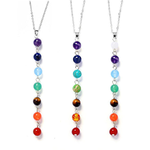 Image of Power Necklaces - 7 Chakra Stones Healing Point Chakra Pendant