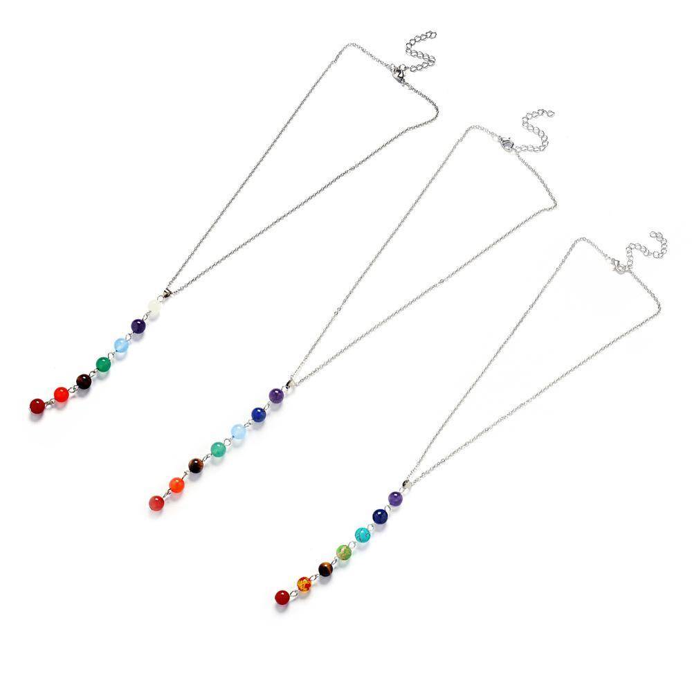 Power Necklaces - 7 Chakra Stones Healing Point Chakra Pendant