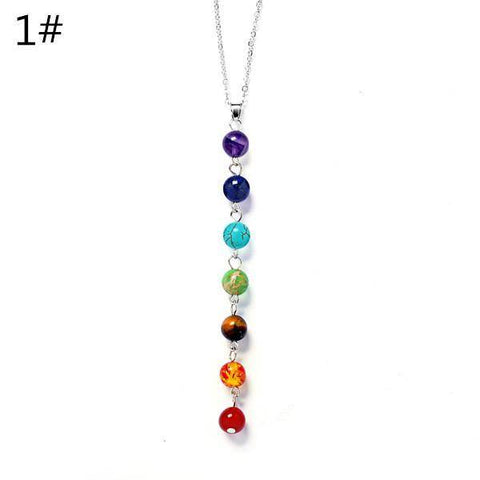 Image of Power Necklaces - 7 Chakra Stones Healing Point Chakra Pendant