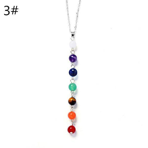 Image of Power Necklaces - 7 Chakra Stones Healing Point Chakra Pendant