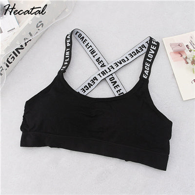 Image of Women Sport Bra Fitness Top Letters Yoga Bra For Cup A-D Black White Running Yoga Gym Fitness Crop Top Women Push Up Sports Bras