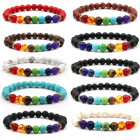 Image of Newst 7 Chakra Bracelet Men Black Lava Healing Balance Beads Reiki Buddha Prayer Natural Stone Yoga Bracelet For Women