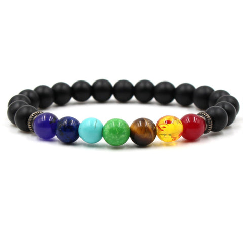 Image of Newst 7 Chakra Bracelet Men Black Lava Healing Balance Beads Reiki Buddha Prayer Natural Stone Yoga Bracelet For Women