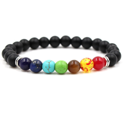 Image of Newst 7 Chakra Bracelet Men Black Lava Healing Balance Beads Reiki Buddha Prayer Natural Stone Yoga Bracelet For Women