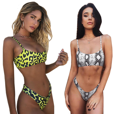 Image of Snakeskin Bikini Women Swimwear Leopard Bikinis Sexy Biquini Swim Suit Push Up Swimsuit Female Beachwear Swimming Bikini Women