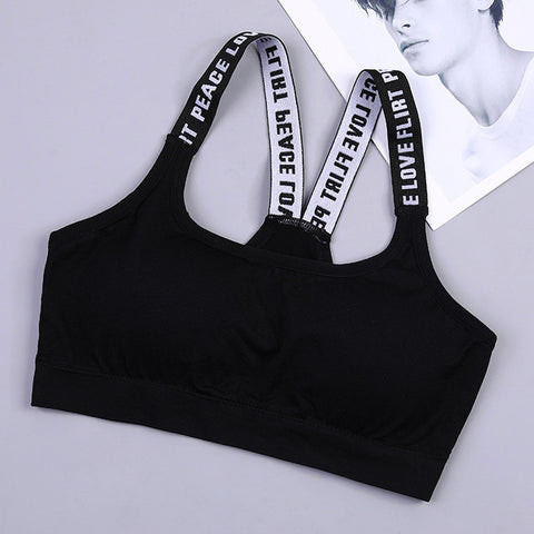 Image of Women Sport Bra Fitness Top Letters Yoga Bra For Cup A-D Black White Running Yoga Gym Fitness Crop Top Women Push Up Sports Bras