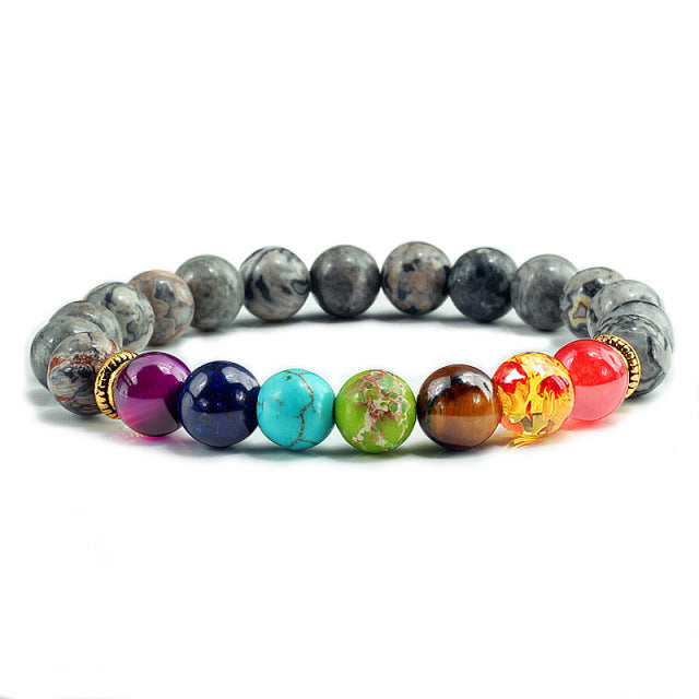 Newst 7 Chakra Bracelet Men Black Lava Healing Balance Beads Reiki Buddha Prayer Natural Stone Yoga Bracelet For Women