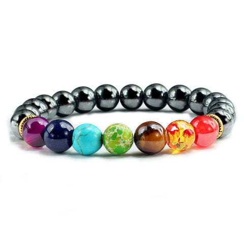 Image of Newst 7 Chakra Bracelet Men Black Lava Healing Balance Beads Reiki Buddha Prayer Natural Stone Yoga Bracelet For Women