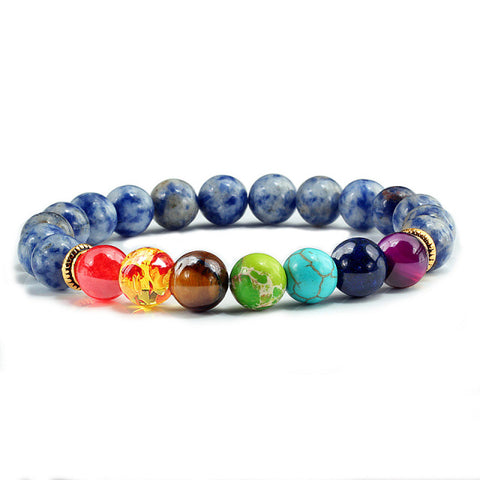 Image of Newst 7 Chakra Bracelet Men Black Lava Healing Balance Beads Reiki Buddha Prayer Natural Stone Yoga Bracelet For Women