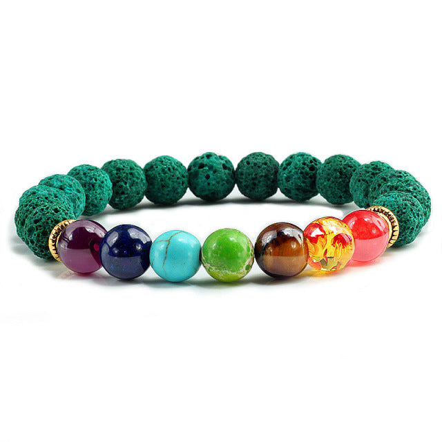 Newst 7 Chakra Bracelet Men Black Lava Healing Balance Beads Reiki Buddha Prayer Natural Stone Yoga Bracelet For Women