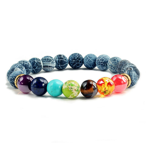 Image of Newst 7 Chakra Bracelet Men Black Lava Healing Balance Beads Reiki Buddha Prayer Natural Stone Yoga Bracelet For Women