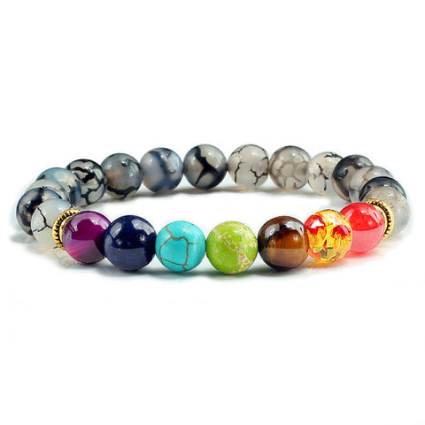 Image of Newst 7 Chakra Bracelet Men Black Lava Healing Balance Beads Reiki Buddha Prayer Natural Stone Yoga Bracelet For Women