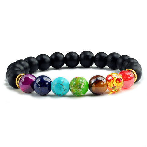 Image of Newst 7 Chakra Bracelet Men Black Lava Healing Balance Beads Reiki Buddha Prayer Natural Stone Yoga Bracelet For Women