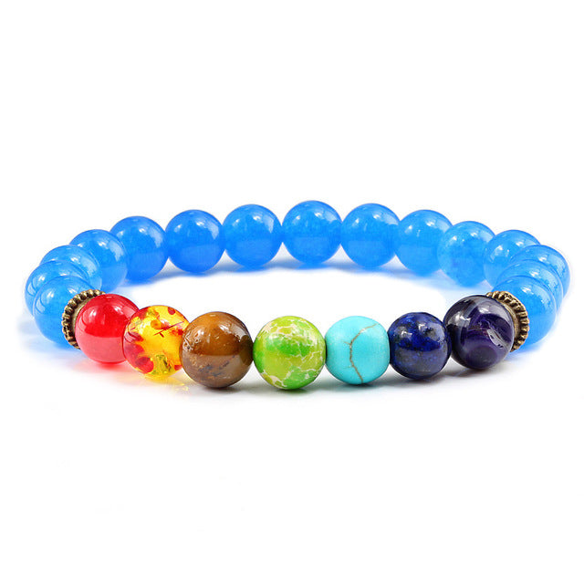 Newst 7 Chakra Bracelet Men Black Lava Healing Balance Beads Reiki Buddha Prayer Natural Stone Yoga Bracelet For Women