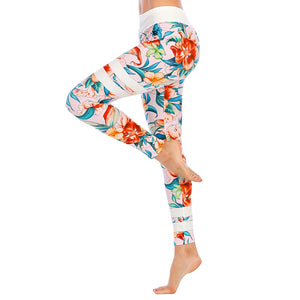 Flowers High Waist Leggings Pants