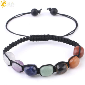 7 Chakras Natural Stone Braided Women Bracelet