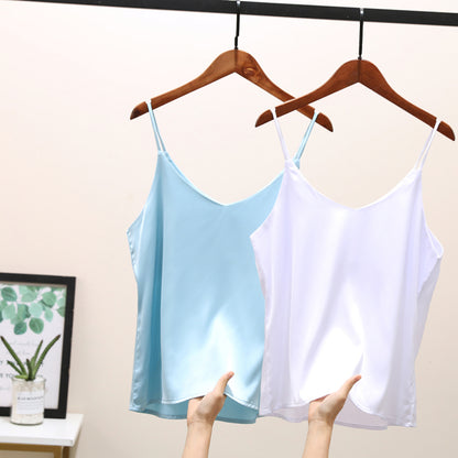 Sexy Sleeveless Silk Crop Tops