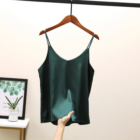 Image of Sexy Sleeveless Silk Crop Tops