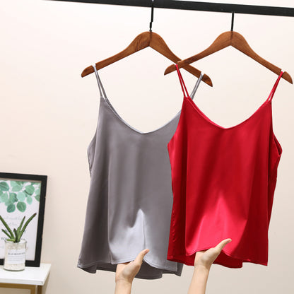 Sexy Sleeveless Silk Crop Tops