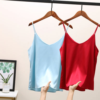 Sexy Sleeveless Silk Crop Tops