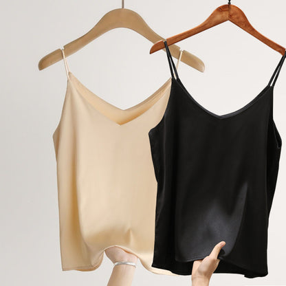 Sexy Sleeveless Silk Crop Tops