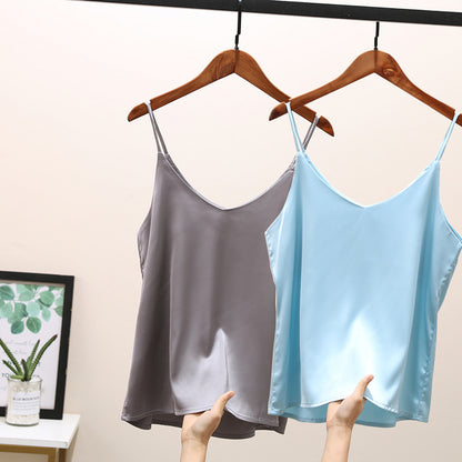 Sexy Sleeveless Silk Crop Tops