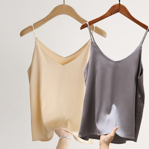 Image of Sexy Sleeveless Silk Crop Tops