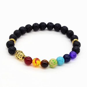 Pulseiras Vertente - 7 Chakra Lava Stone W/ Budha