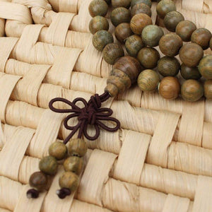 Strand Bracelets - 8mm 108 Natural Green Sandalwood Prayer Mala