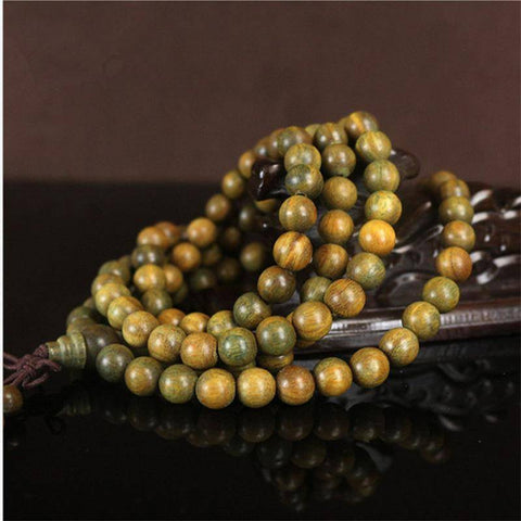 Image of Strand Bracelets - 8mm 108 Natural Green Sandalwood Prayer Mala