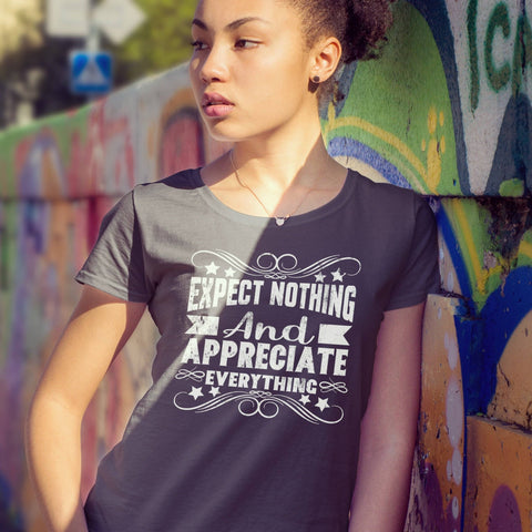 Image of T-shirt - Expect Nothing Ladies T-Shirt (white Logo)