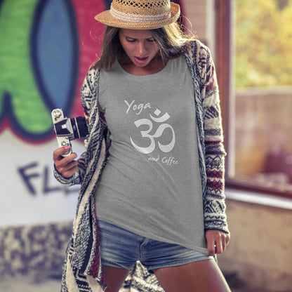 T-shirt - Yoga And Coffee Ladies T-Shirt (white Logo)