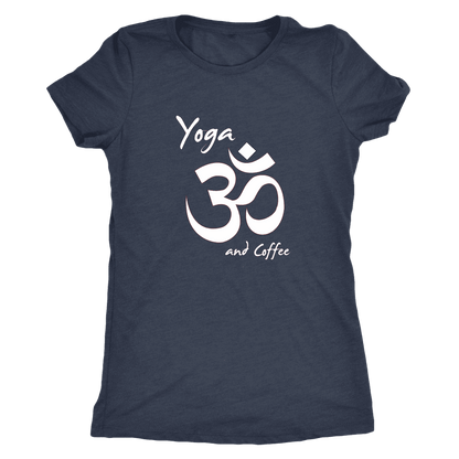 T-shirt - Yoga And Coffee Ladies T-Shirt (white Logo)
