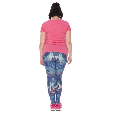 Image of Tropical Leaves Blue High Waist Leggings