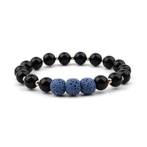 Blue Lava Stone with Black Beads