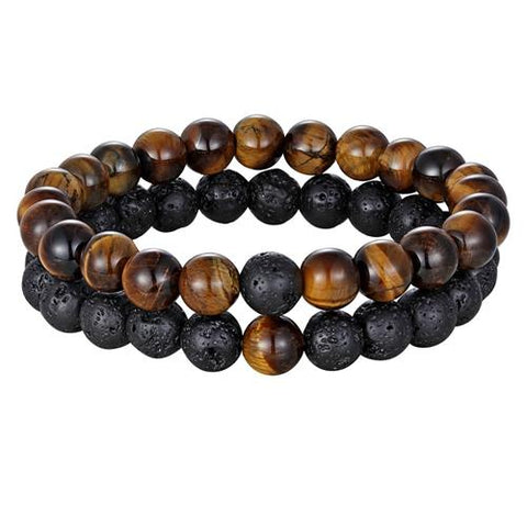 Image of Natural Stone Distance Bracelets (2 pc)