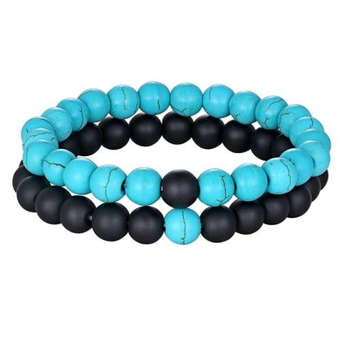 Image of Natural Stone Distance Bracelets (2 pc)