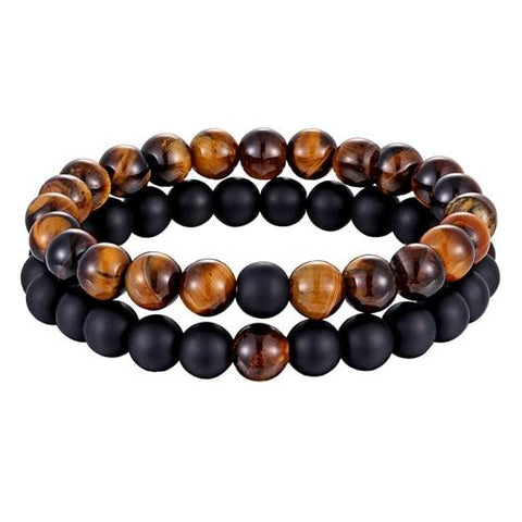 Image of Natural Stone Distance Bracelets (2 pc)