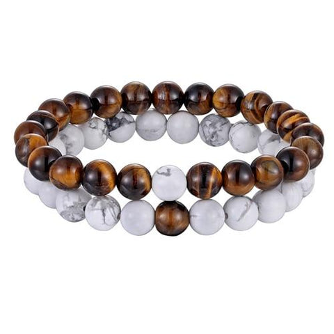 Image of Natural Stone Distance Bracelets (2 pc)