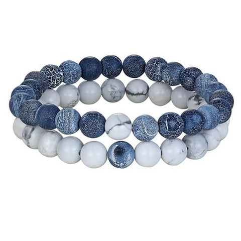 Image of Natural Stone Distance Bracelets (2 pc)