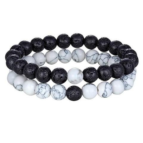 Image of Natural Stone Distance Bracelets (2 pc)