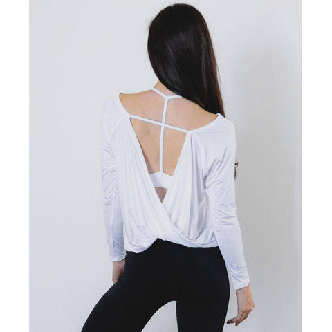 Image of Yoga Shirts - Quick Dry Open Back Long Sleeve Yoga Top